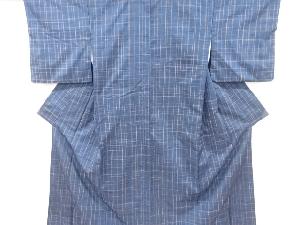 アンティーク　格子織出し手織り節紬着物